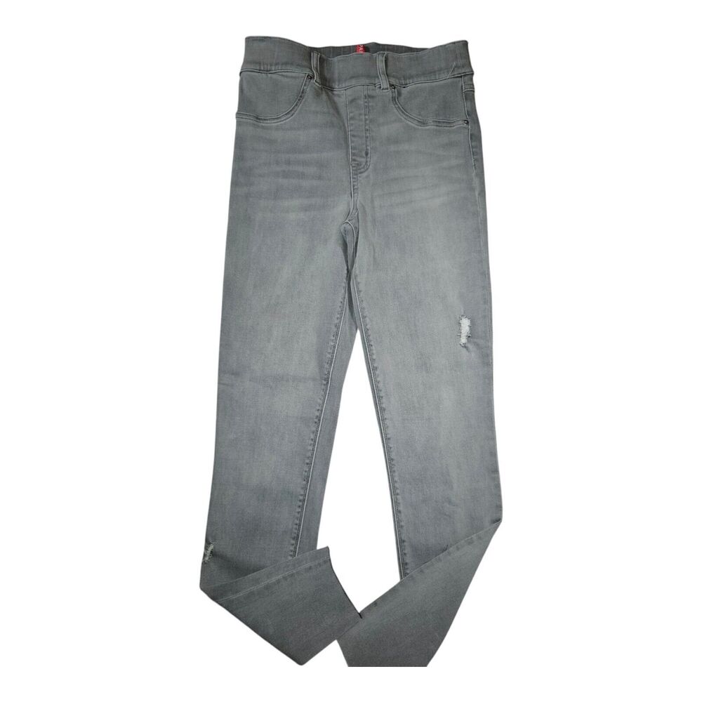 Spanx Womens Distressed Ankle Skinny Jeans Small Gray Ankle Crop Raw Hem